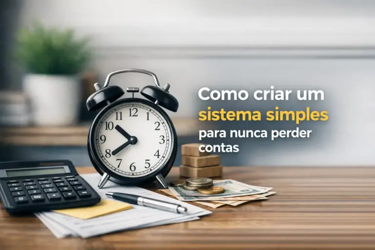 mesa com relógio, calculadora, moedas e plantas destacando educação financeira