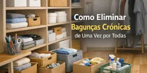 prateleiras organizadas com toalhas e materiais de limpeza, ambiente limpo