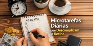Mesa com despertador, lista de tarefas, café, moedas e dólar de tema financeiro
