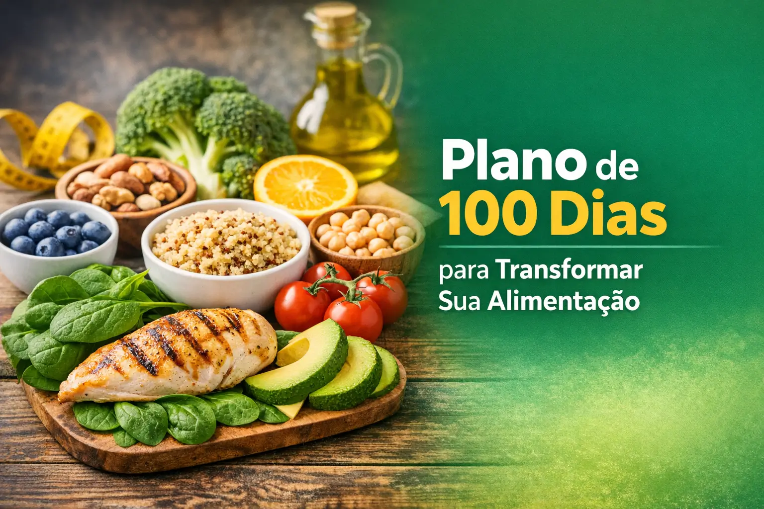 Prato saudável com frango grelhado, espinafre, quinoa e abacate promovendo educação financeira alimentar